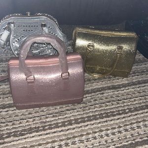 Pink and gold jelly purses